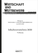 WIRTSCHAFT und WETTBEWERB Inhaltsverzeichnisse
